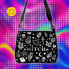 Gothic Cat Printed Shoulder Bag Halloween Fabric Crossbody Bag Versatile Small Square Purse Simple and Stylish Women's Handbag