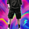 Techwear Shorts for Men Y2k Streetwear Japanese Fashion Harajuku Punk Summer Sport Cargo Shorts Men Baggy Clothing with Ribbons