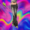 Rockmore Streetwear Low Rise Flare Jeans for Woman Y2K Aesthetic Print Jean Pants Vintage Washed Denim Trouser Grunge Fairycore