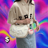 Canvas Large Capacity Satchel Y2K Street Style Messenger Bag Embroidered Star Cute Dumpling Bag Moon Teeth Casual Crossbody Bags