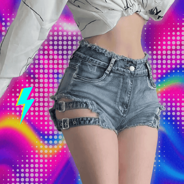 MEXZT Y2K Denim Shorts Women Sexy Hollow Out Short Jeans Streetwear Korean Fashion High Waist Slim All Match Short Hot Pants New