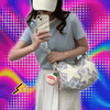 Canvas Large Capacity Satchel Y2K Street Style Messenger Bag Embroidered Star Cute Dumpling Bag Moon Teeth Casual Crossbody Bags