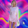 Pleated Long Sleeve Mini Dress Floral Designer Holiday Slim Patchwork Fashion Elegant Solid Dress For Women Y2k Dress 2023