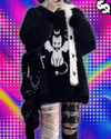 Harajuku Gothic Casual Oversized Knitted Jumpers Grunge Cartoon Sweater Fashion Knitwear Y2k Aesthetic Balack Loose Pullover