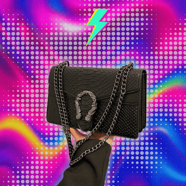 Retro Style Fashion Chain Shoulder Bag for Women Snake Pattern Crossbody Small Square Bag Trendy Accessory