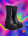 GIGIFOX Goth Platform High Heels Zip Chunky Women's Boots Black Punk Thick Bottom Motorcycle Boots Cosplay Y2K Casual Shoes
