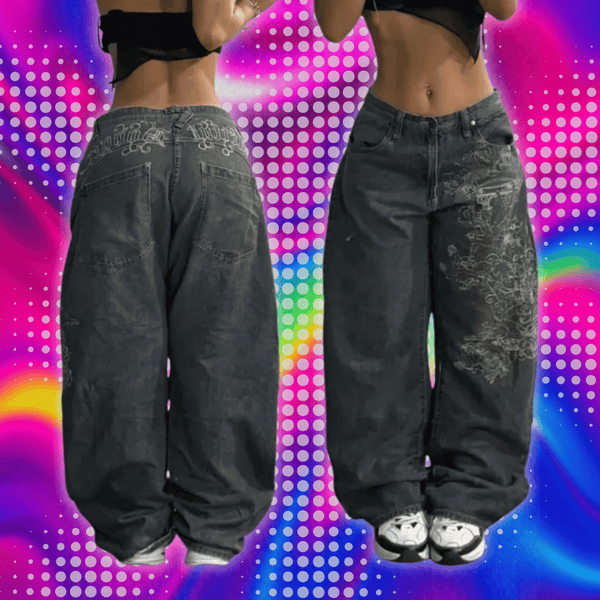 Streetwear New Fashion Oversized Print Baggy Jeans Y2K Harajuku Hip-hop Vintage Pop Gothic High Waist Wide-leg Pants Trousers