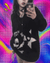 Karrram Gothic Skulls Sweater Grunge Dark Aesthetics Knitted Jumper V-neck Harajuku Loose Mohair Pullover Emo Alt Knitwear Y2k
