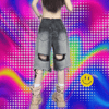 Zoki Harajuku Hole Y2K Denim Shorts Women Streetwear Vintage Gradient Jeans Shorts American Retro Bf Hip Hop Design Shorts New
