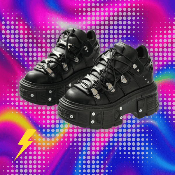 Y2K Black Punk Heel Boots