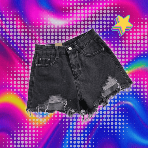 Retro Buddha Short Women Y2K Skirt Goth Hip Hop Pocket Embroidery Sexy Black Loose Denim Shorts Women High Waist Slim Mini Skirt