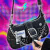 Y2k Fashion Women's Handbags Stars Pattern Cool Girls Underarm Bag Vintage Canvas Female Small Shoulder Bags Chain Tote Purses