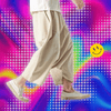 Mens Overalls Cotton Shorts Pants Wide Leg Knee Length Men Pants Casual Stretch Garment Parachute Pants Harajuku Streetwear Y2k