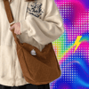Solid Color Corduroy Crossbody Bag Fashion Korean Casual Shoulder Bag Large Capacity Lazy Style Handbag Women