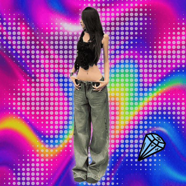 Blue Women's Jeans Hip-hop Fashion Vintage Streetwear Y2K Wide Leg Straight Jean High Waist Trouser Classic Baggy Denim Pants