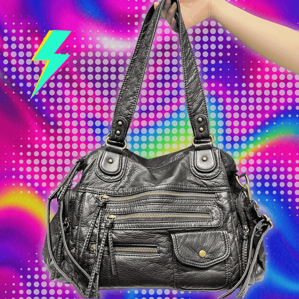 Y2K Hot Girl Single Shoulder Crossbody Bag Vintage Washed Leather Motorcycle Bag Large Capacity Multi Pocket Bag