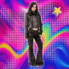 REDDACHiC Dual-Button Low Rise Women Cargo Pants Grunge Zipper Decor Pockets Do Old Whiskers Flare Jeans Grayu Y2k Streetwear