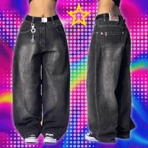 Retro Miss Me Boot Cut Jeans Female Y2K New Blue Jeans Embroidered Wing Pocket Hip Hop Harajuku Gothic Wide Pants Street Wear