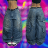 Y2K Black Skull Baggy Jeans