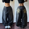 Y2K Black Skull Baggy Jeans