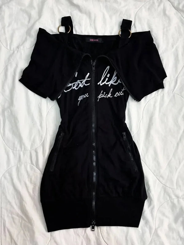 Y2K Zipper Short Skirt