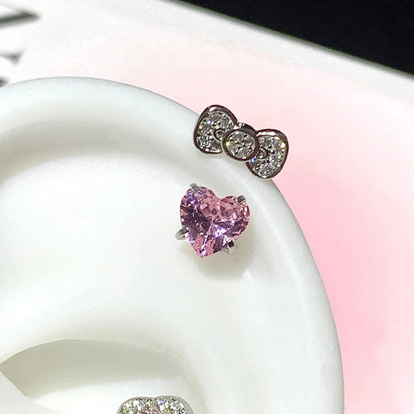Y2K Bow Heart Ear Cuff