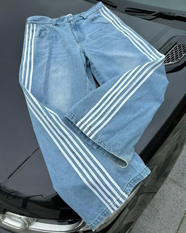 Y2k Striped Black Jeans