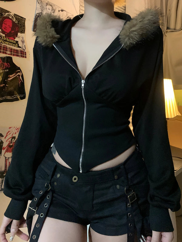 Y2K Casual Chic Fur Jacket