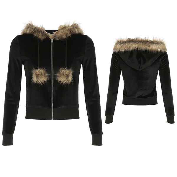 Y2K Casual Chic Fur Jacket