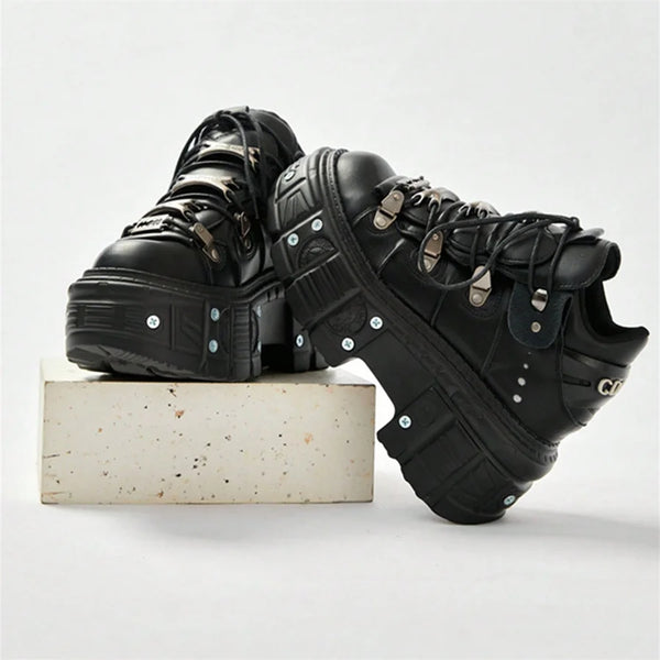Y2K Black Punk Heel Boots