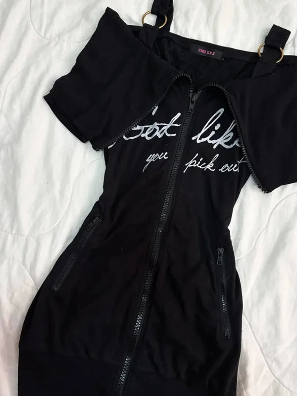 Y2K Zipper Short Skirt