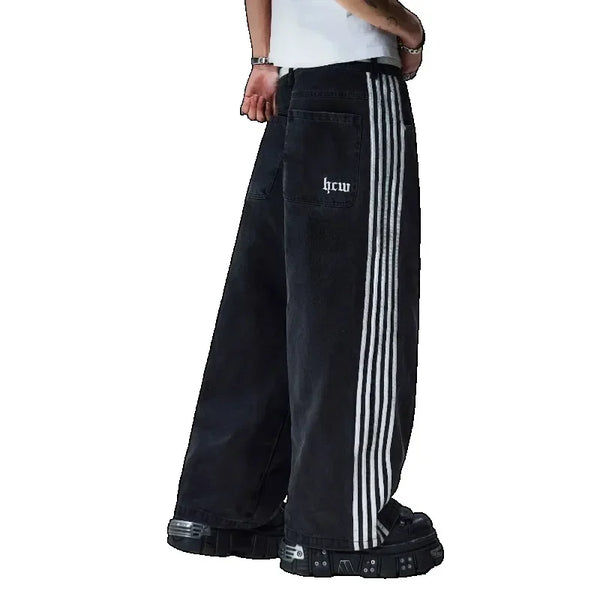 Y2k Striped Black Jeans