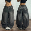 Y2K Black Skull Baggy Jeans