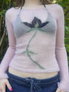 Y2K Floral Graphic Knit Top
