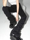 Y2K Black Ruched Flare Jeans