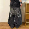 Y2K Black Skull Baggy Jeans