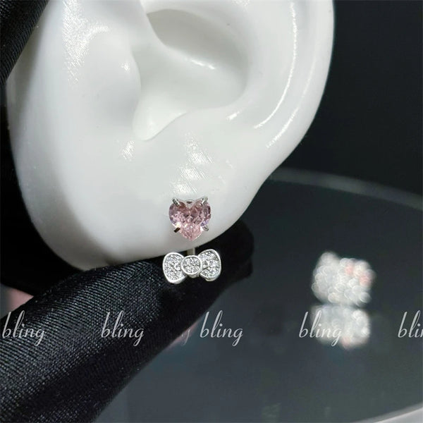Y2K Bow Heart Ear Cuff