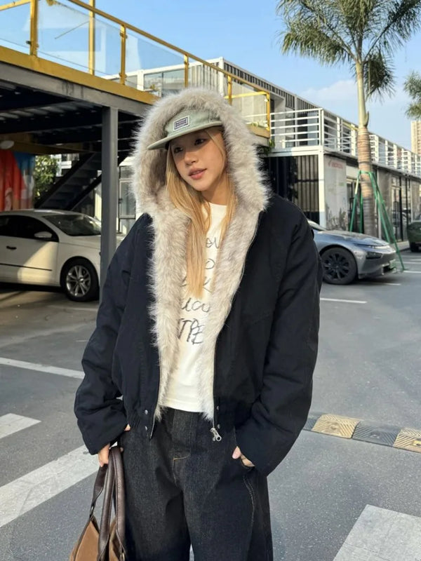 Y2K Fur Hooded Jacket