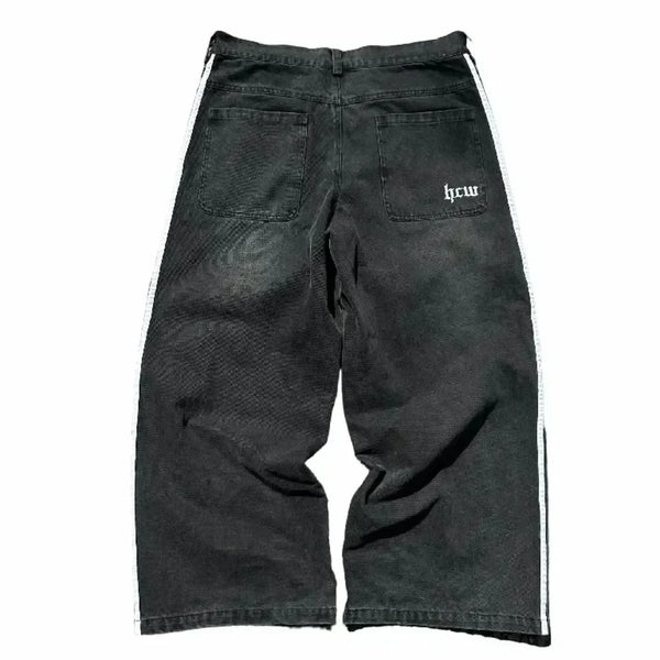 Y2k Striped Black Jeans