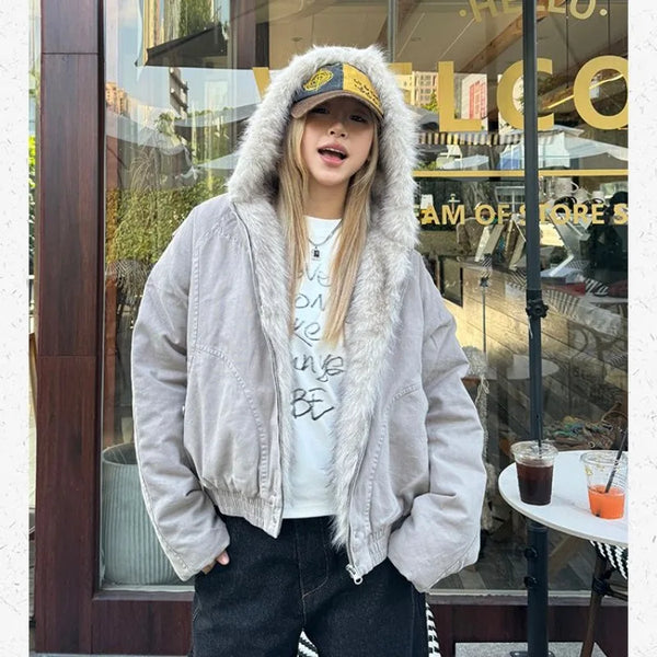 Y2K Fur Hooded Jacket