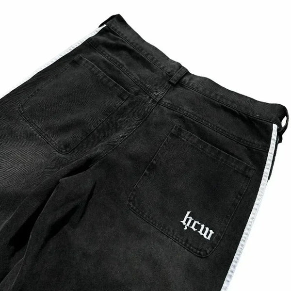 Y2k Striped Black Jeans