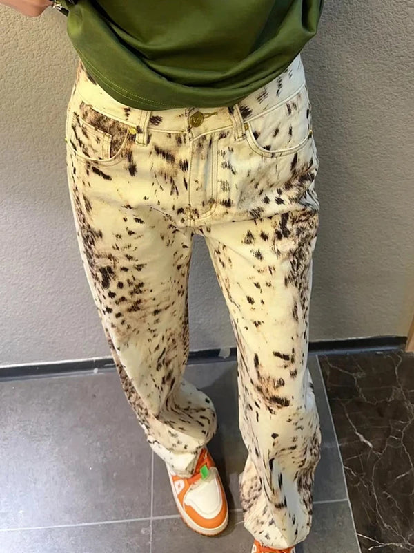 Y2K Leopard Print Jeans
