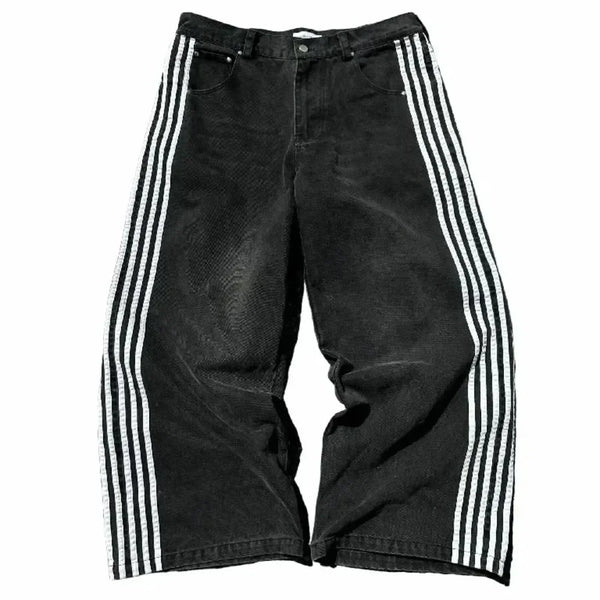 Y2k Striped Black Jeans