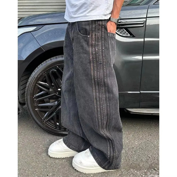 Y2k Striped Black Jeans