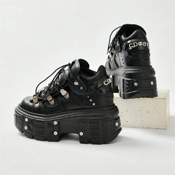 Y2K Black Punk Heel Boots