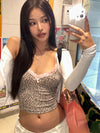 Y2K Leopard Lace Crop Top