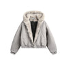 Y2K Leather Fur Collar Jacket