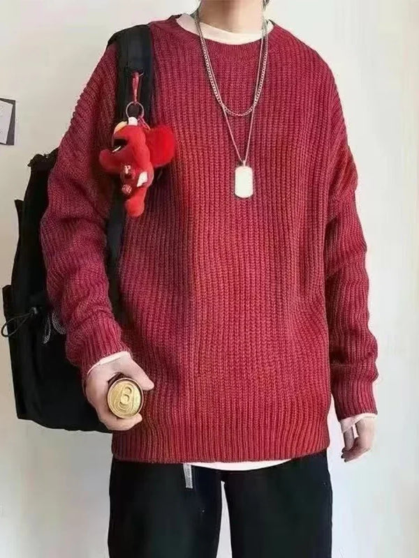Y2K Solid Color Knit Sweater