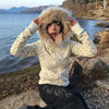 Y2K Fur Hood Floral Jacket