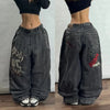Y2K Black Skull Baggy Jeans
